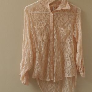 Lace Button Down